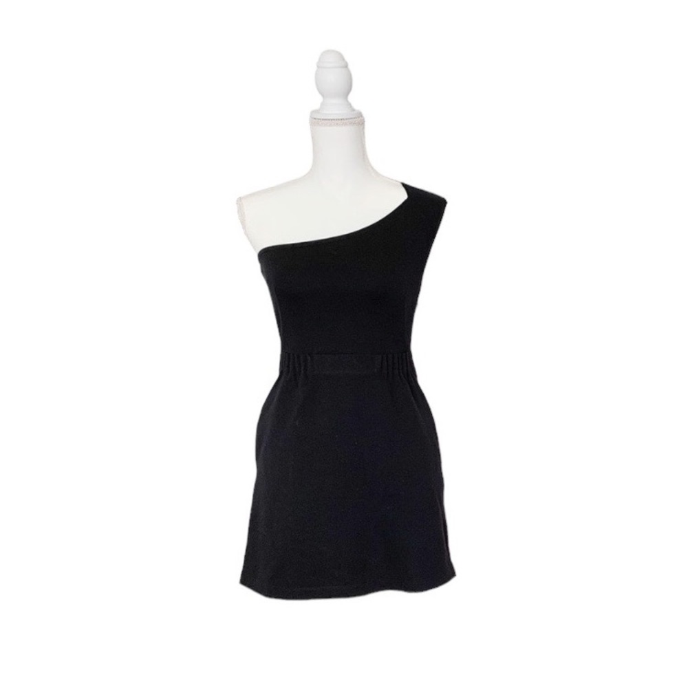 Theory One Shoulder Black Dress Size 0